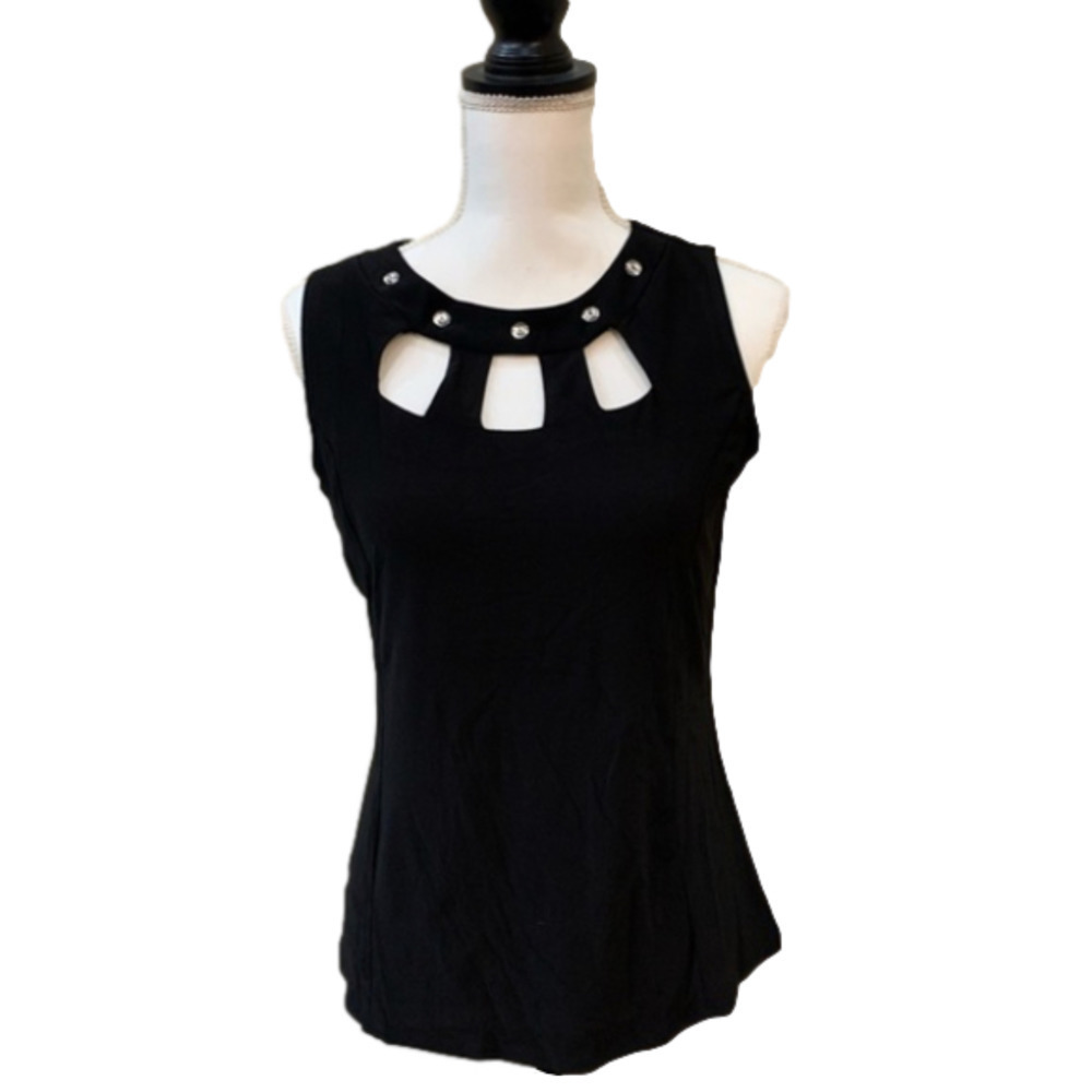 🏜nwt- Sleeveless Top with cut outs and faux gem embellishments